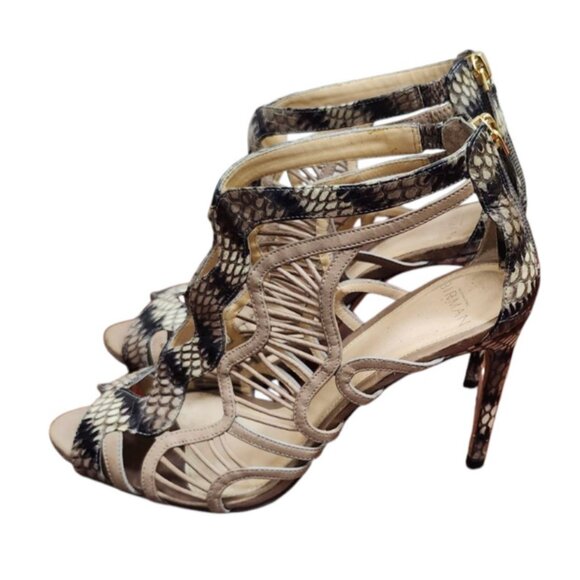 Alexandre Birman  Multicolor Python Embossed Leather Caged Zipper EU 38.5 - Picture 5 of 13